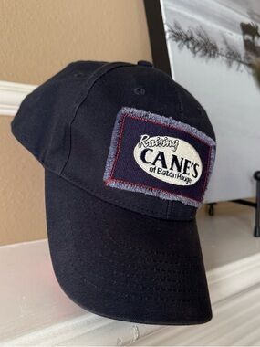 Raising Cane's Navy Blue Baseball Cap Hat with Logo Patch Baton Rouge Rare